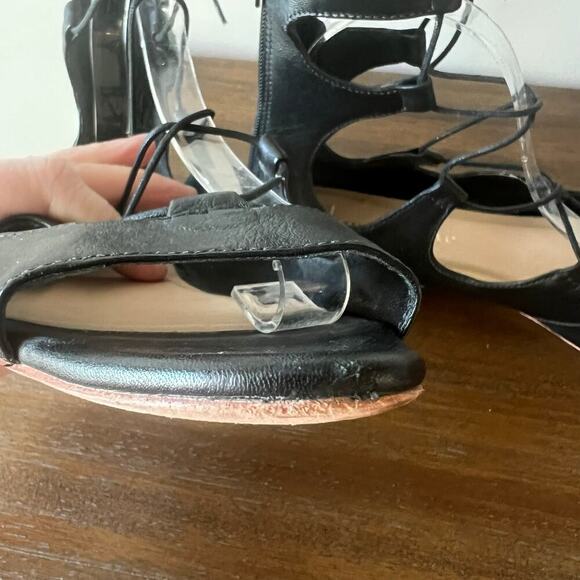 Loeffler Randall Woman’s Black Lace Up Gladiator Leather Flat Sandals- Size 8.5B - Picture 10 of 11